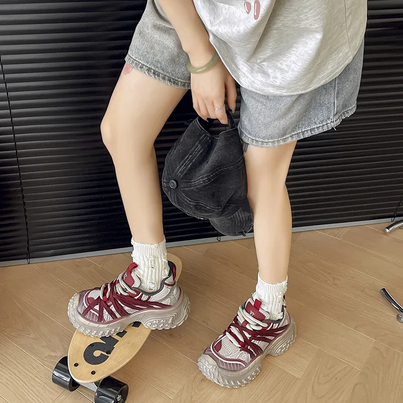 CHERRY&KALIKA Slip Resistant, Abrasion Resistant, Breathable Coverage Low Top Chunky Sneakers Women's-11