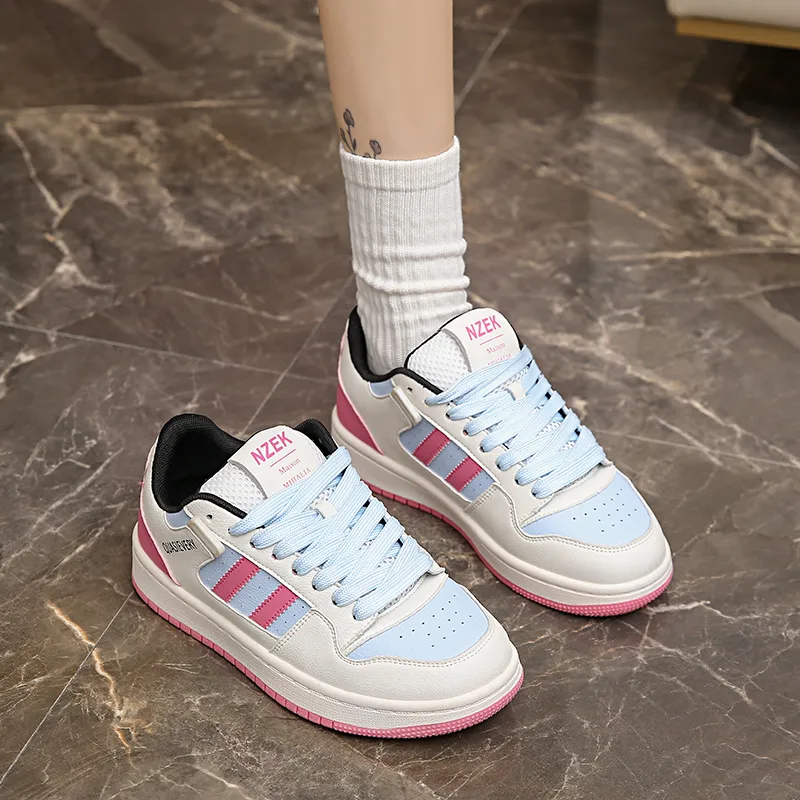 CHERRY&KALIKA Anti Slip And Wear Resistant Lightweight Height Increasing Low Top Skateboard Shoes Women's Blue Red-5
