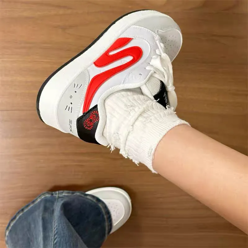 CHERRY&KALIKA Slip Resistant, Abrasion Resistant, Lightweight, Breathable Low Top Skateboard Shoes Women's White Red-2