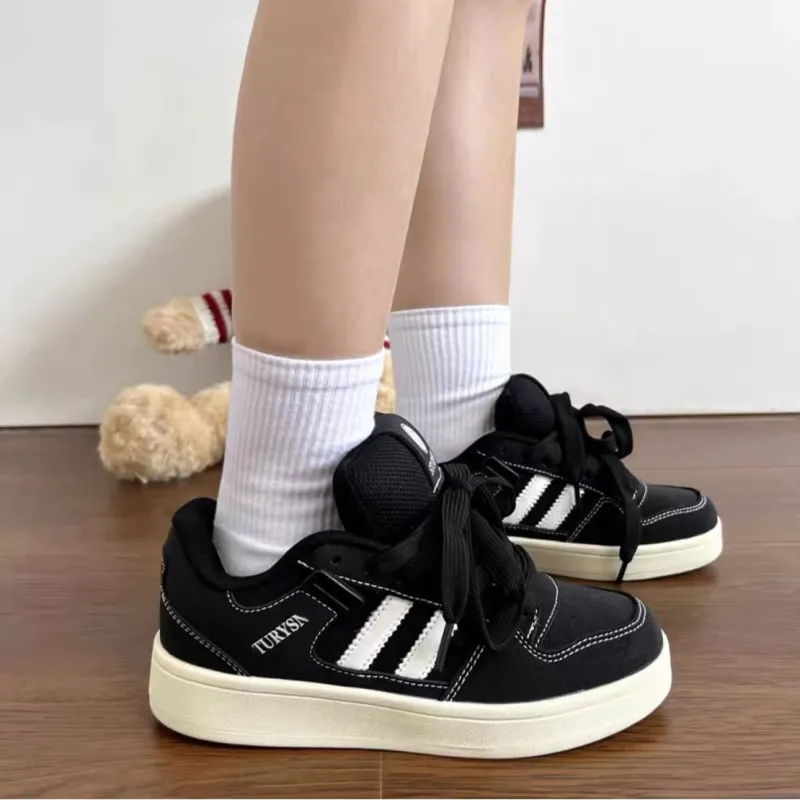 CHERRY&KALIKA Slip Resistant, Abrasion Resistant, Lightweight, Height Increasing Low Top Skateboard Shoes Women's Black-1