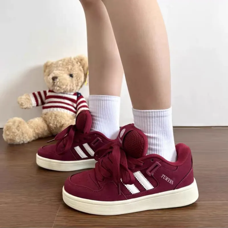 CHERRY&KALIKA Skateboard Shoes Unisex Low Top Burgundy-2