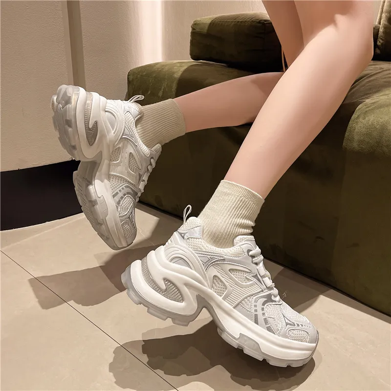 CHERRY&KALIKA Cushioning, Slip Resistant, Abrasion Resistant, Breathable Low Top Chunky Sneakers Women's-6
