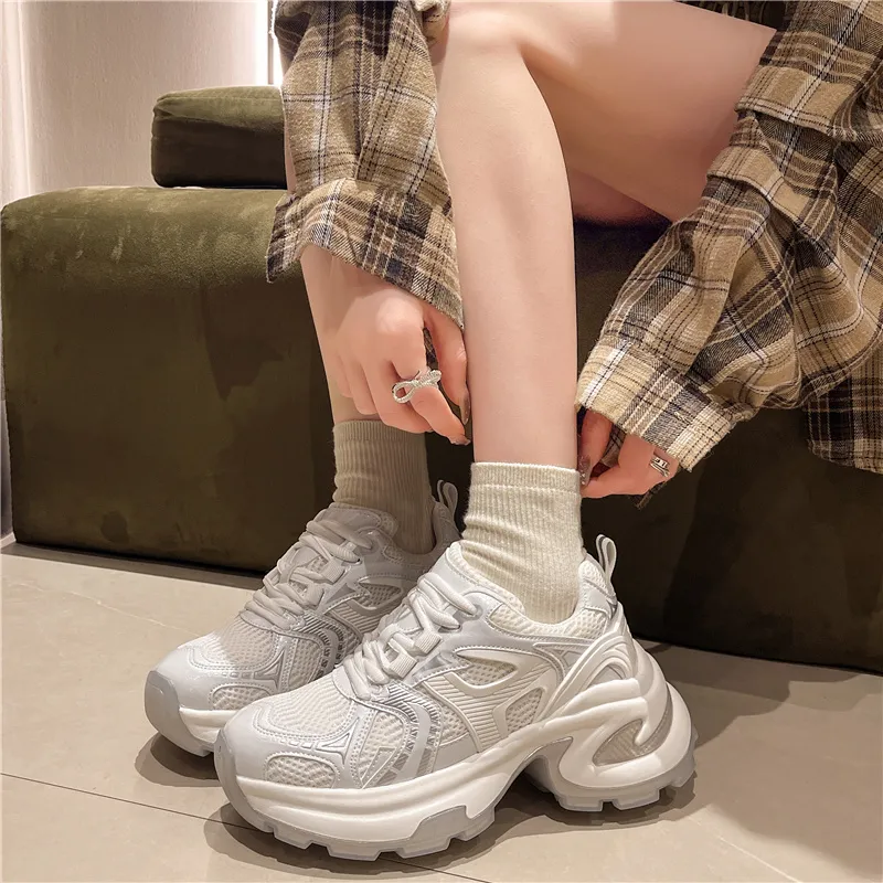 CHERRY&KALIKA Cushioning, Slip Resistant, Abrasion Resistant, Breathable Low Top Chunky Sneakers Women's-8
