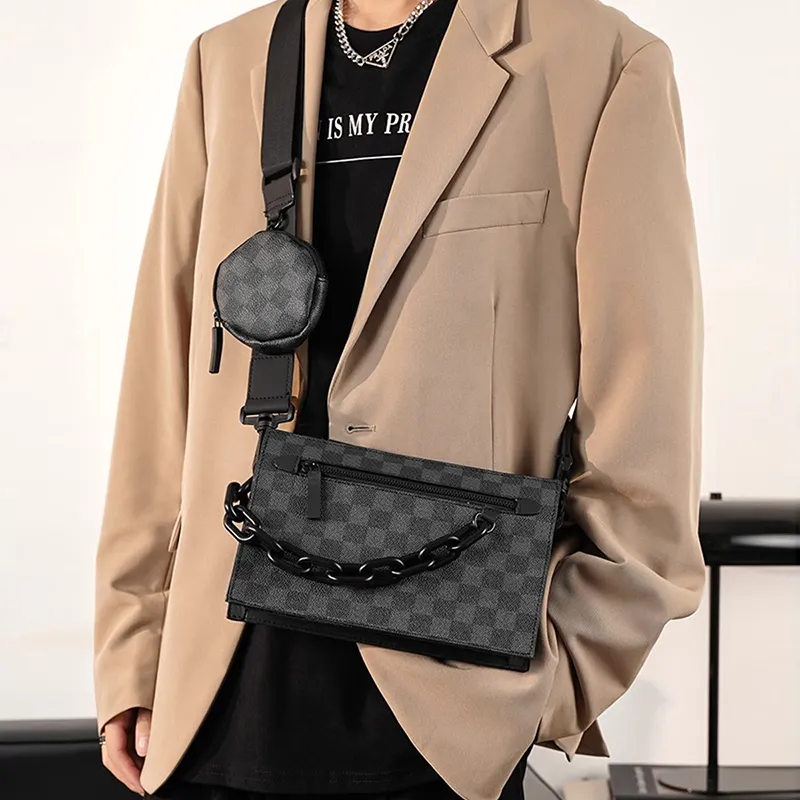 Old Man's Head Synthetic Leather Shoulder Bag, Crossbody Bag Men's Black-4