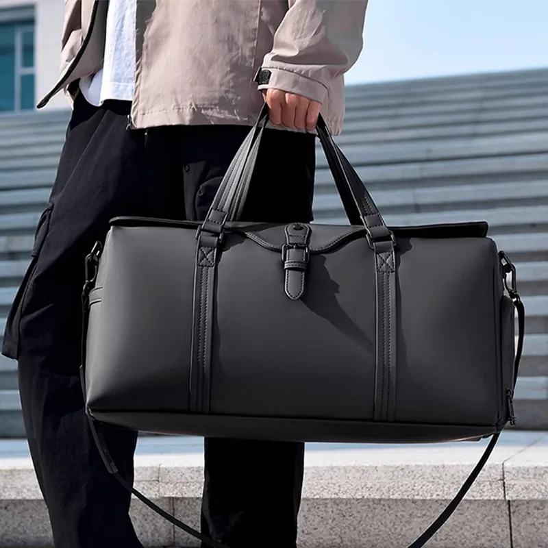 Old Man's Head Synthetic Leather Travel Bag Unisex Black/Gray-2