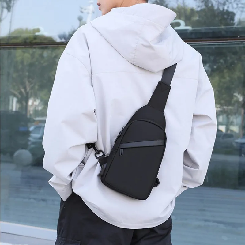 Old Man's Head Fabric Sling Bag Men's Black-7