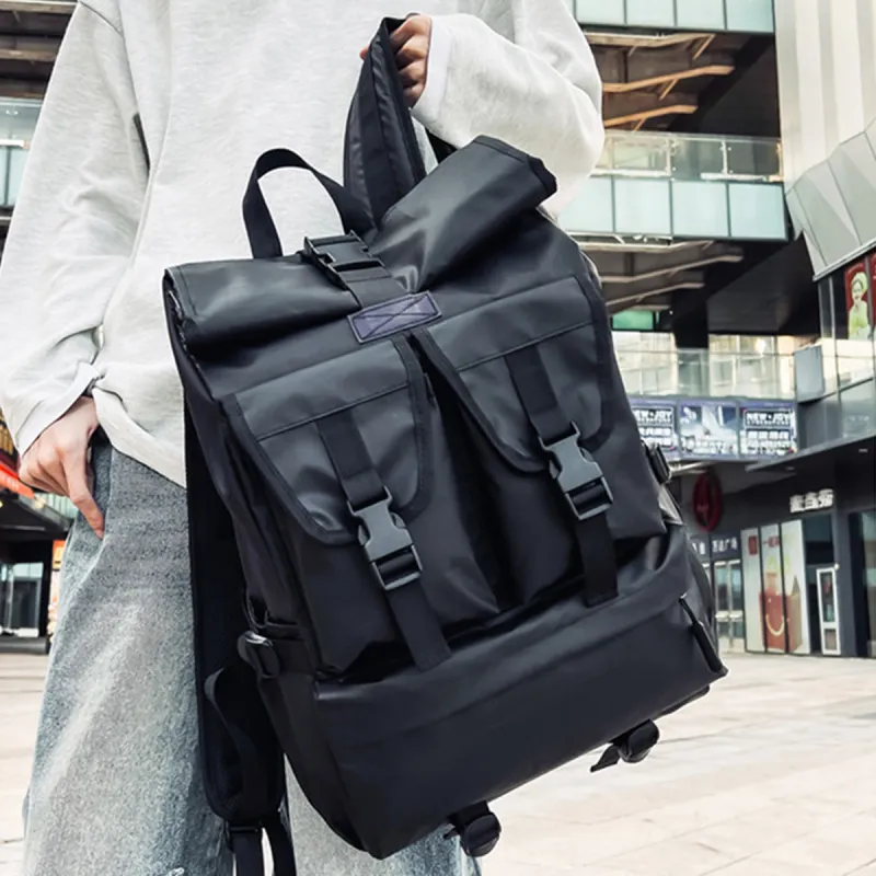 Old Man's Head Fabric Backpack Men's Black-5