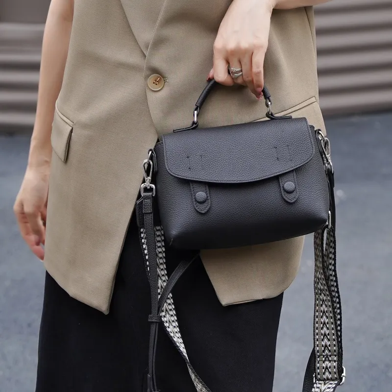 Old Man's Head Top Grain Cow Leather Handbag Regular Women's Multicolor-3