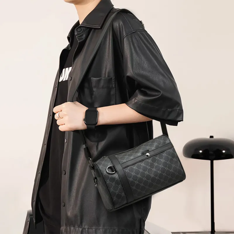 Old Man's Head Synthetic Leather Shoulder Bag, Crossbody Bag Men's Multicolor-13