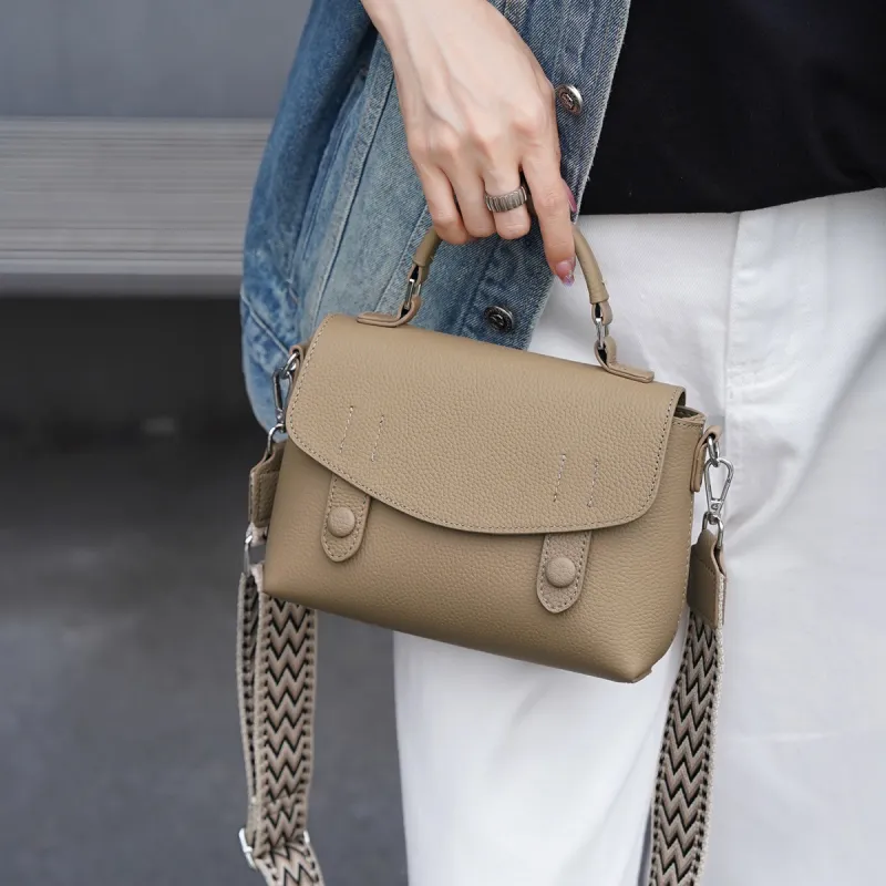 Old Man's Head Top Grain Cow Leather Handbag Regular Women's Multicolor-16