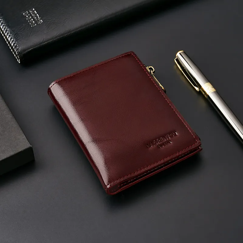 Old Man's Head Top Grain Cow Leather Wallet Unisex Dark Brown-4