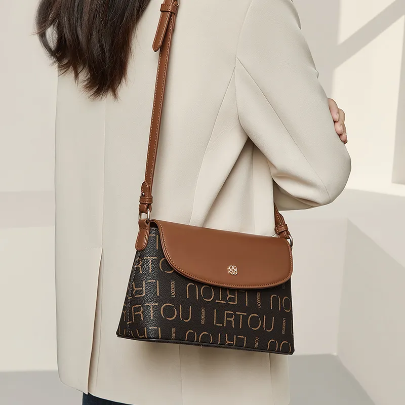 Old Man's Head Synthetic Leather Shoulder Bag Women's Coffee-7