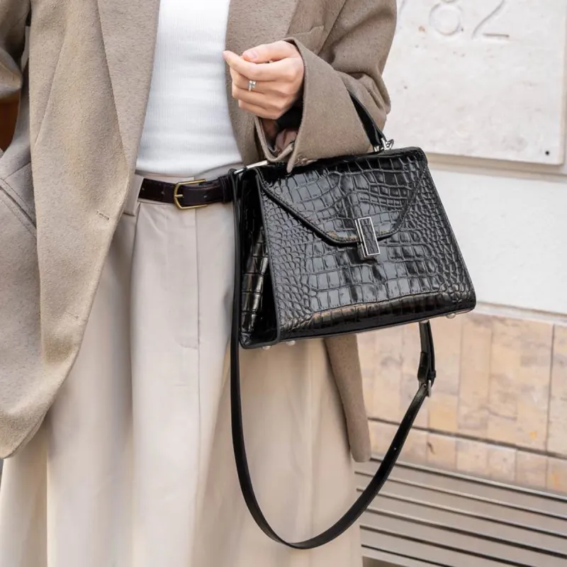 Old Man's Head Top Grain Cow Leather Crossbody Handbag Women's Multicolor-6