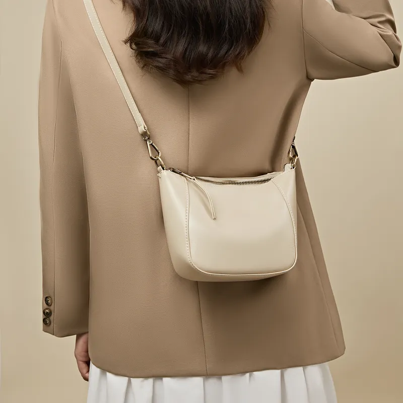 Old Man's Head Top Grain Cow Leather Crossbody Bag Regular Women's Black/White/Lemon/Khaki-11