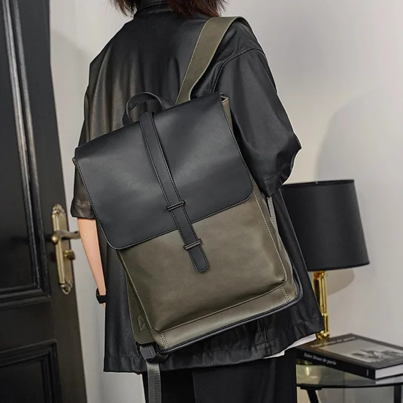 Old Man's Head Synthetic Leather Backpack Men's Multicolor-8