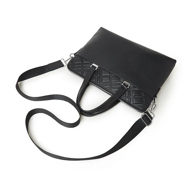 Old Man's Head Top Grain Cow Leather Briefcase Regular Men's Black-5