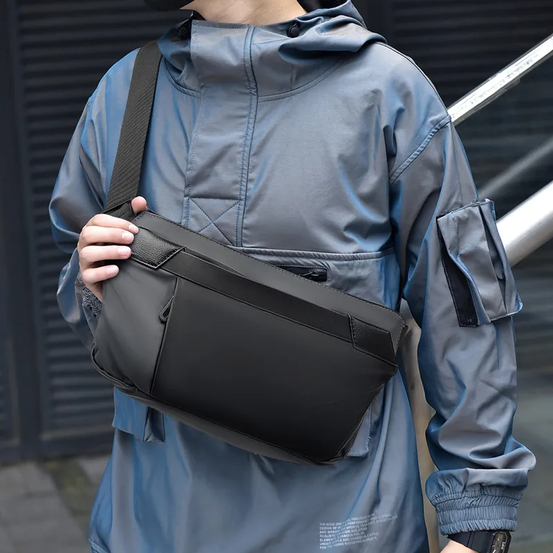 Old Man's Head Fabric Sling Bag Regular Men's Black/Gray-9