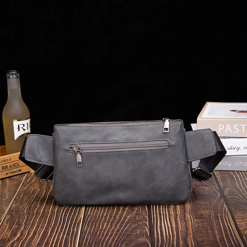 Old Man's Head Synthetic Leather Sling Bag Men's Pattern Black/Gray-11