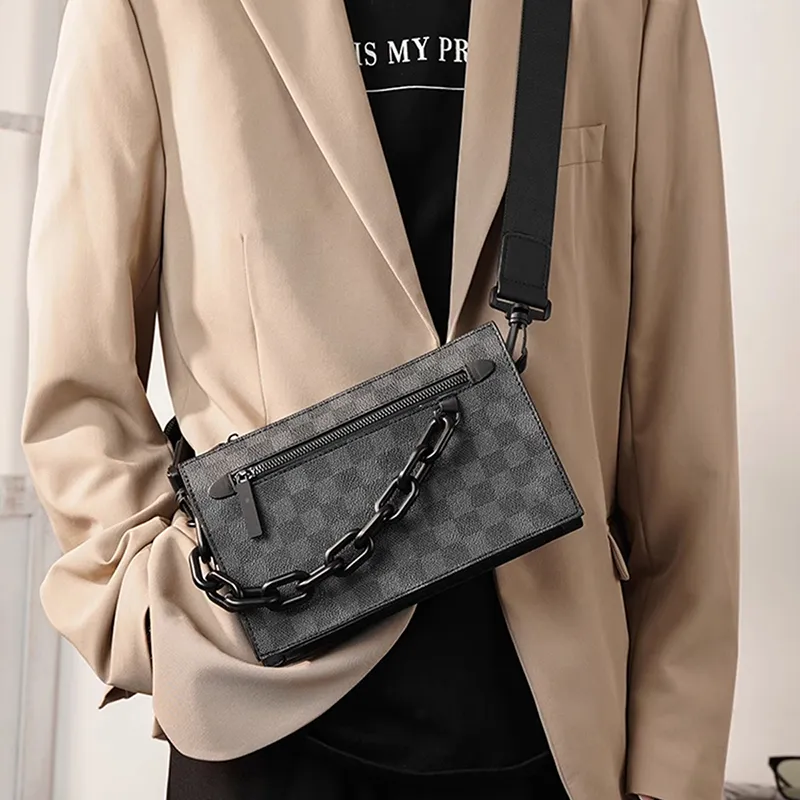 Old Man's Head Synthetic Leather Shoulder Bag, Crossbody Bag Men's Black-3
