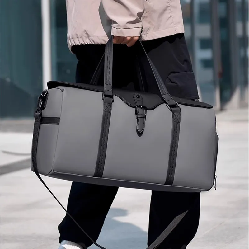Old Man's Head Synthetic Leather Travel Bag Unisex Black/Gray-10