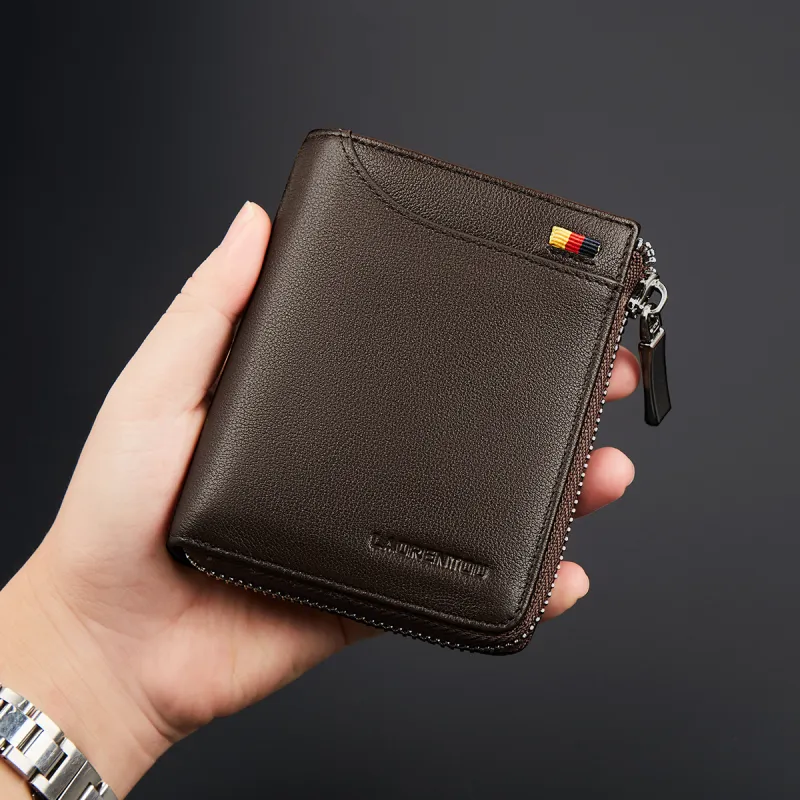 Old Man's Head Top Grain Cow Leather Wallet Regular Men's Black/Coffee-10