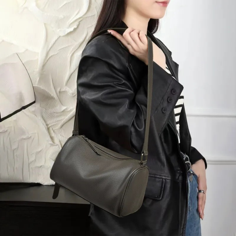Old Man's Head Top Grain Cow Leather Shoulder Bag Regular Women's Multicolor-5