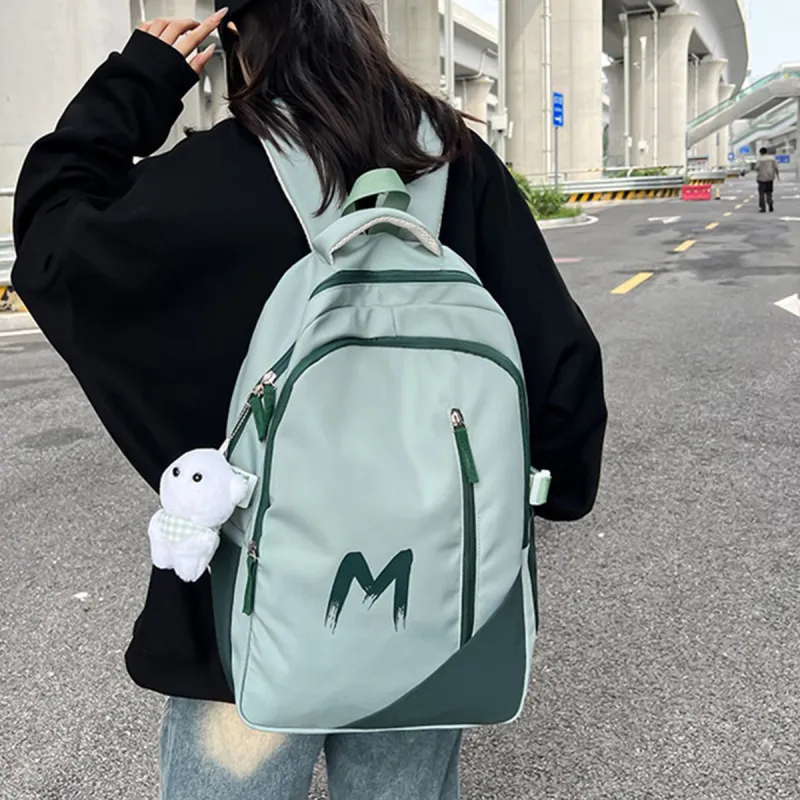 Old Man's Head Fabric Backpack Unisex Black/Green-7