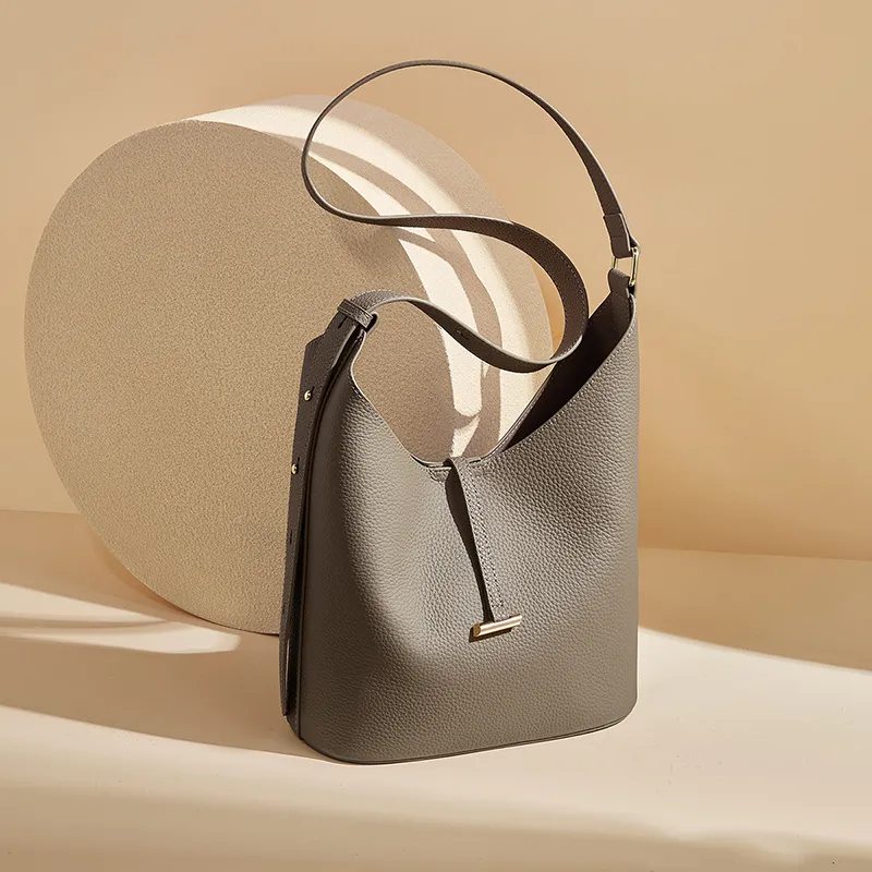 Old Man's Head Top Grain Cow Leather Crossbody Bag Women's Gray-2