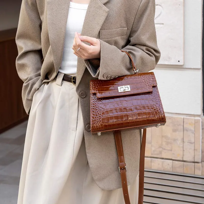 Old Man's Head Top Grain Cow Leather Shoulder Bag, Crossbody Bag, Handbag Regular Women's Black/Red/Brown-5