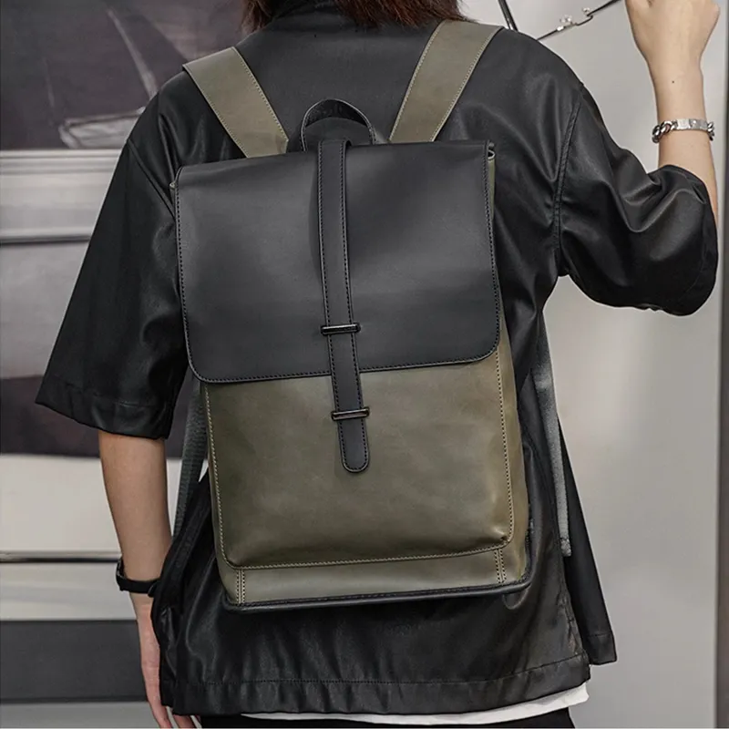 Old Man's Head Synthetic Leather Backpack Men's Multicolor-9