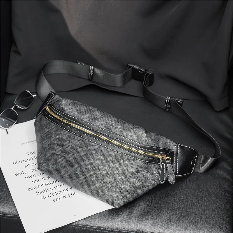 Old Man's Head Synthetic Leather Sling Bag Men's Black-5