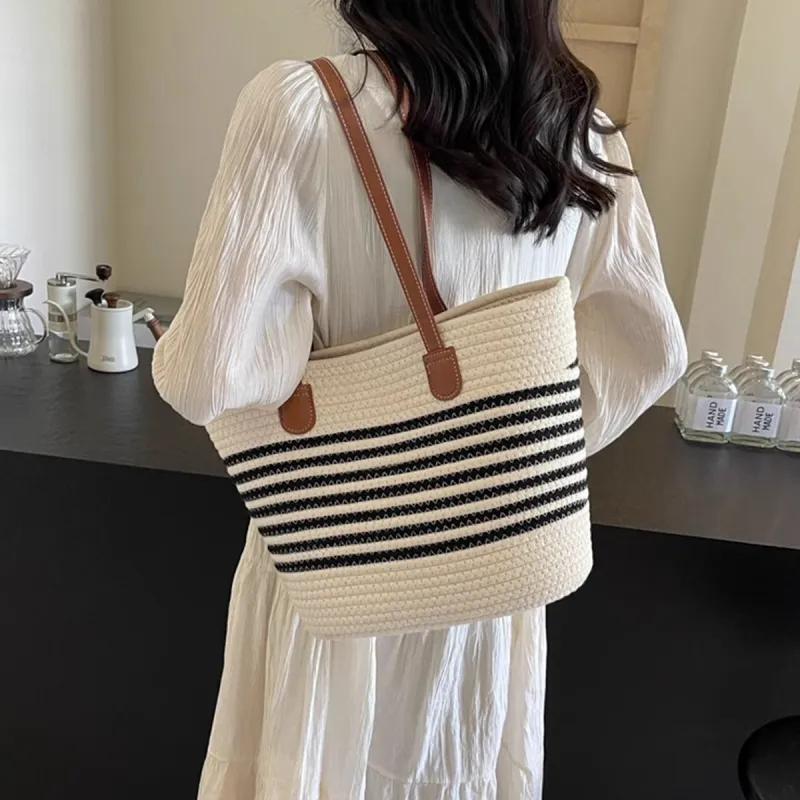 Old Man's Head Fabric Shoulder Bag Regular Women's Ecru/Khaki-5