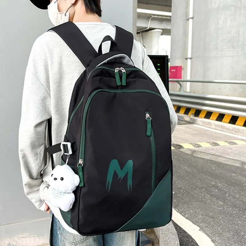 Old Man's Head Fabric Backpack Unisex Black/Green-3