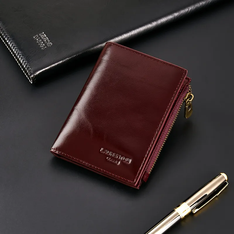 Old Man's Head Top Grain Cow Leather Wallet Unisex Dark Brown-2