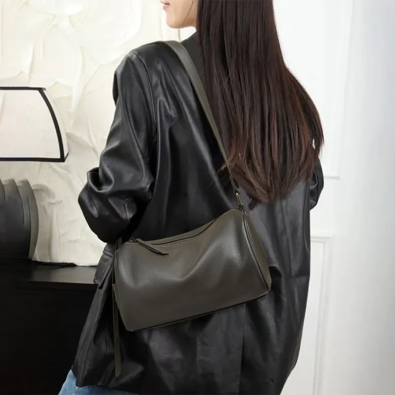Old Man's Head Top Grain Cow Leather Shoulder Bag Regular Women's Multicolor-7