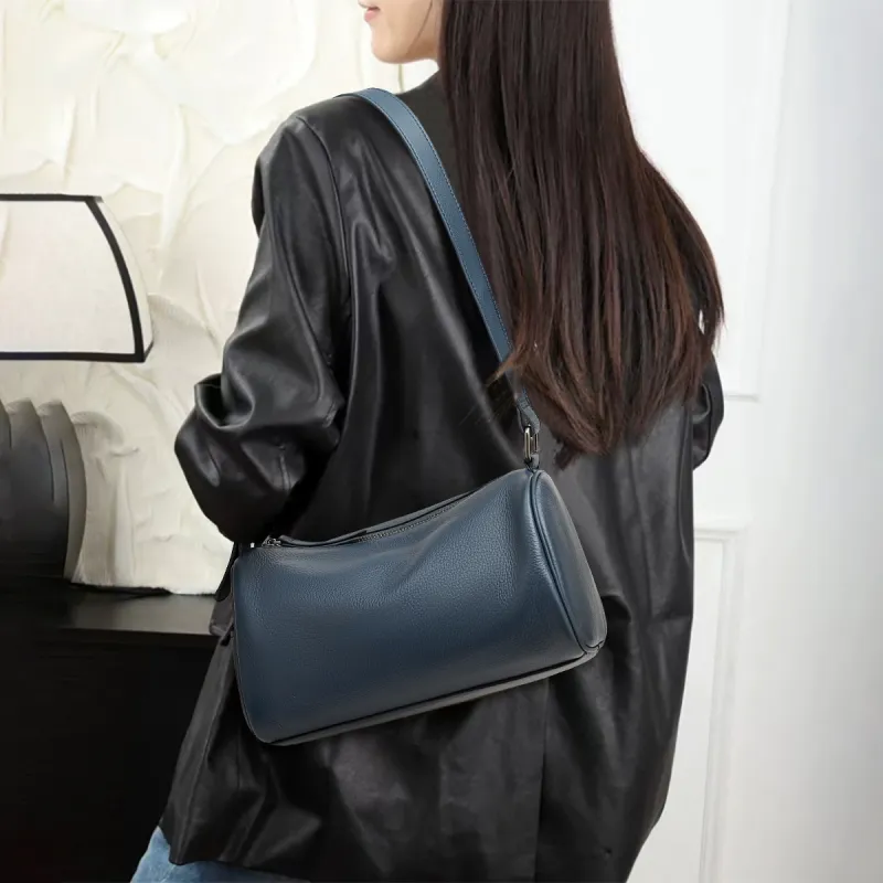 Old Man's Head Top Grain Cow Leather Shoulder Bag Regular Women's Multicolor-14