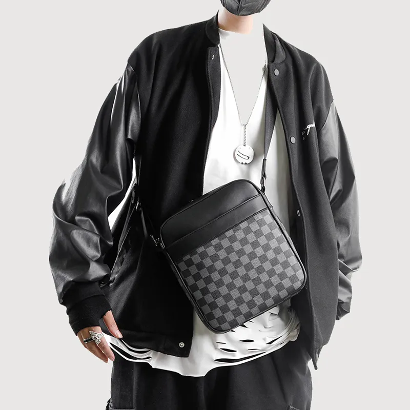 Old Man's Head Synthetic Leather Shoulder Bag, Crossbody Bag Men's Black-6