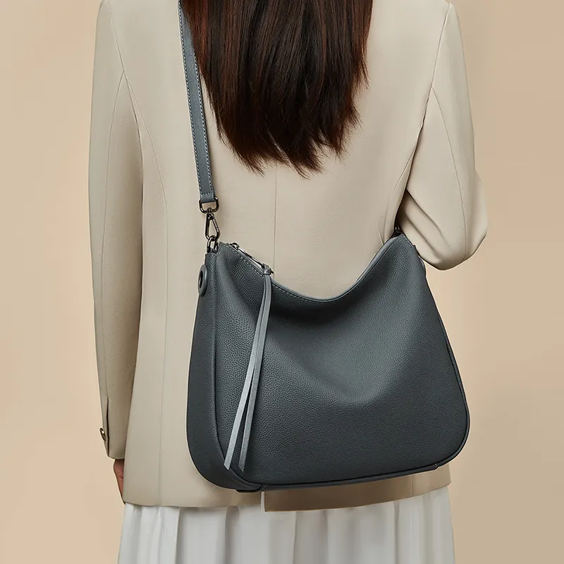 Old Man's Head Synthetic Leather Shoulder Bag Regular Women's Black/Gray Blue/Elephant Gray-8
