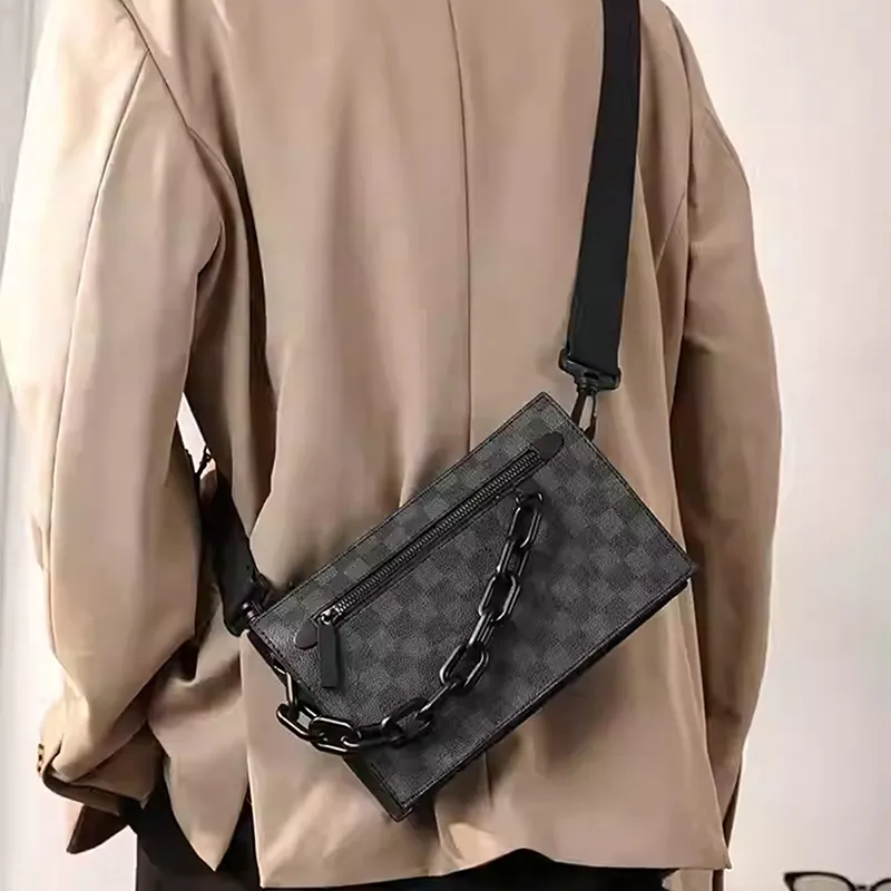 Old Man's Head Synthetic Leather Shoulder Bag, Crossbody Bag Men's Black-5