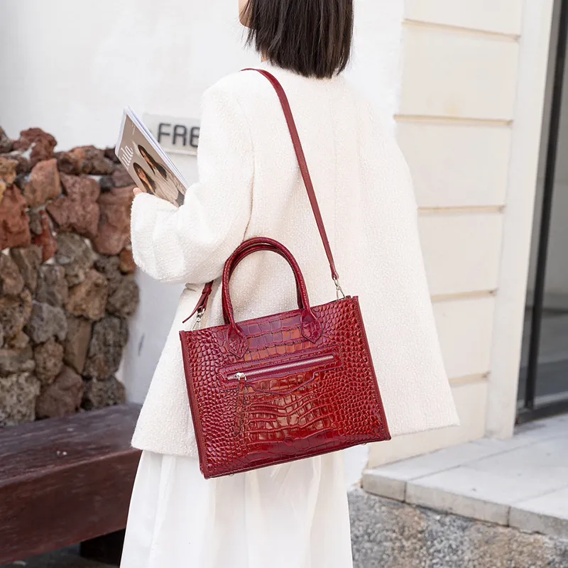 Old Man's Head Top Grain Cow Leather Tote Shoulder Bag, Crossbody Bag, Handbag Regular Women's Black/Red/Brown-15