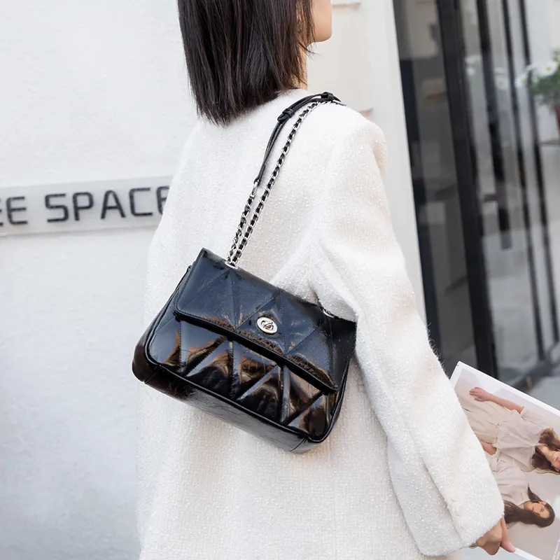 Old Man's Head Top Grain Cow Leather Shoulder Bag, Crossbody Bag Women's Black/Khaki/Silver-6