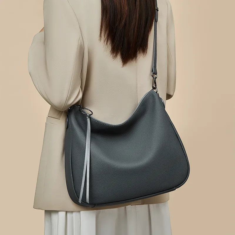 Old Man's Head Synthetic Leather Shoulder Bag Regular Women's Black/Gray Blue/Elephant Gray-7
