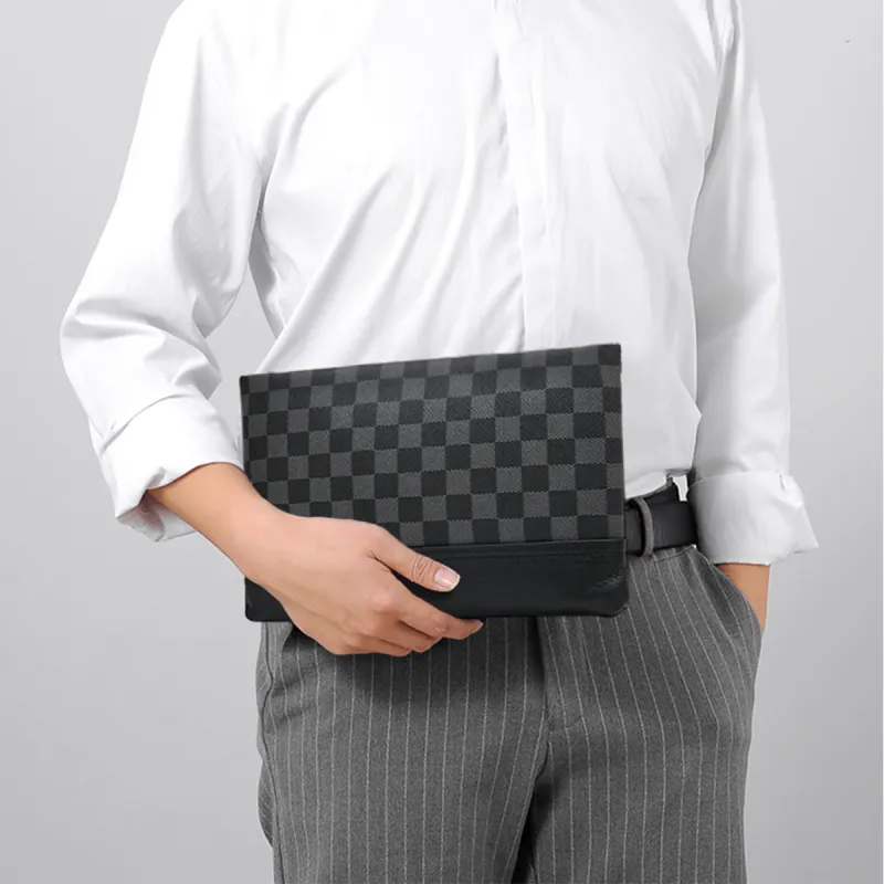 Old Man's Head Top Grain Cow Leather Clutch Regular Men's Black-5