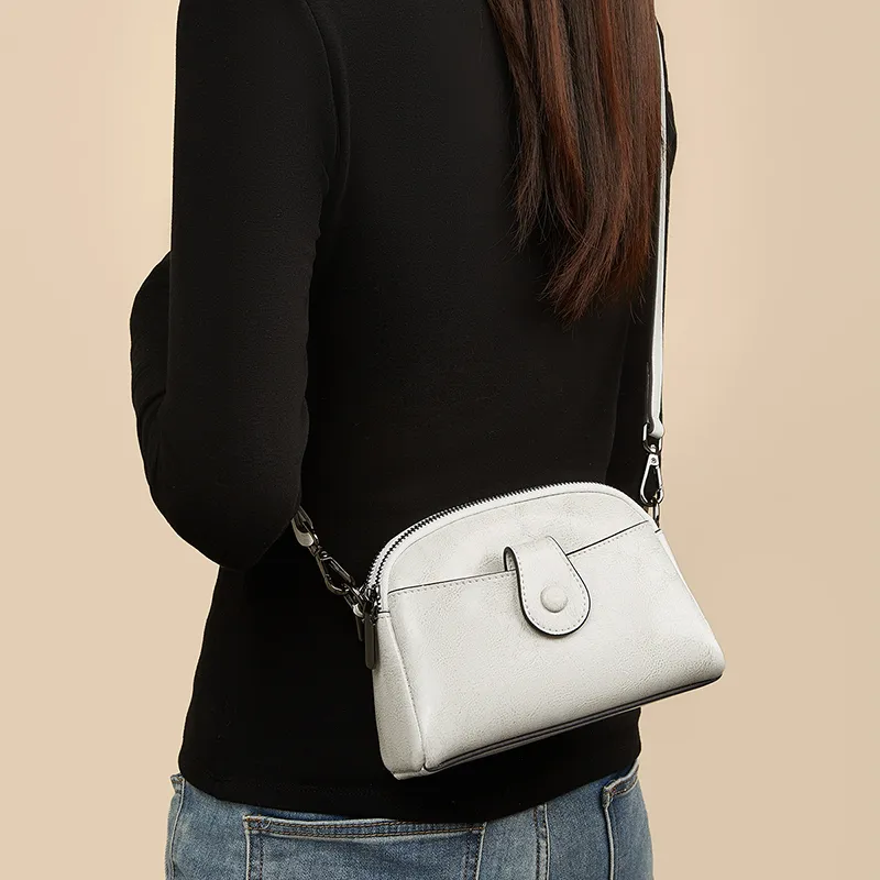 Old Man's Head Split Cow Leather Shoulder Bag, Crossbody Bag Regular Women's Black/White-10