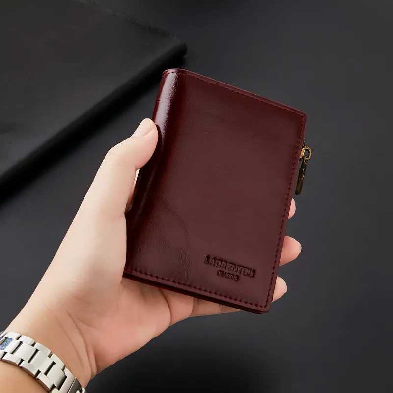 Old Man's Head Top Grain Cow Leather Wallet Unisex Dark Brown-3