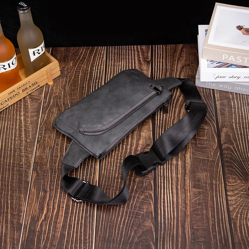 Old Man's Head Synthetic Leather Sling Bag Men's Pattern Black/Gray-12