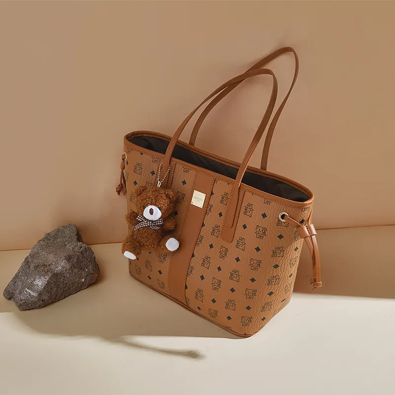 Old Man's Head Synthetic Leather Combo Bag, Shoulder Bag Women's Brown/Pink-7
