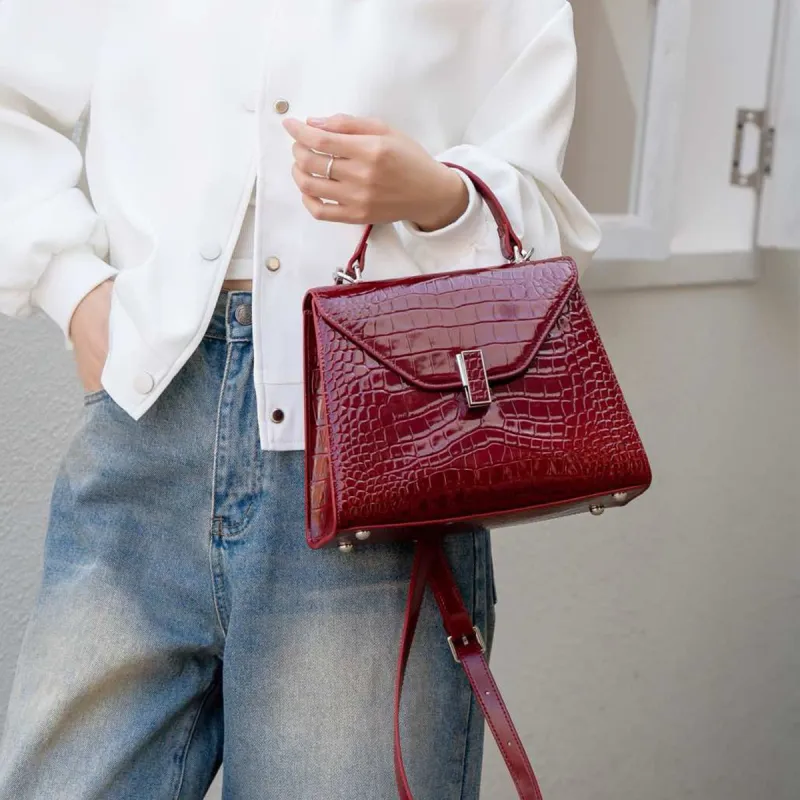 Old Man's Head Top Grain Cow Leather Crossbody Handbag Women's Multicolor-16