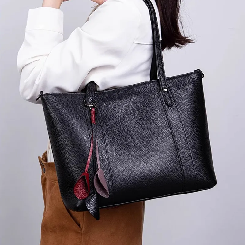 Old Man's Head Top Grain Cow Leather Shoulder Bag Large Size Women's Multicolor-2