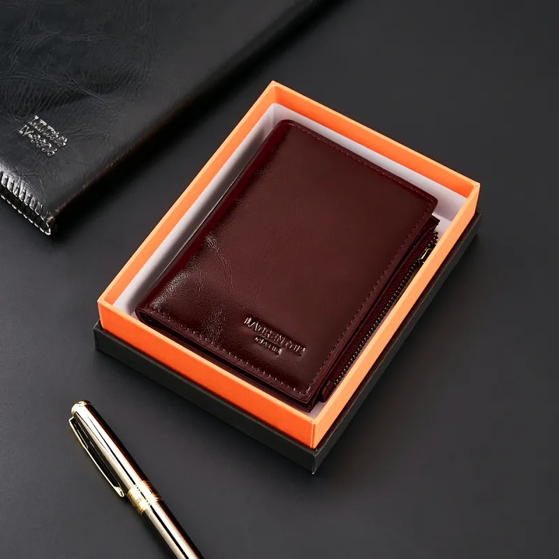 Old Man's Head Top Grain Cow Leather Wallet Unisex Dark Brown-1